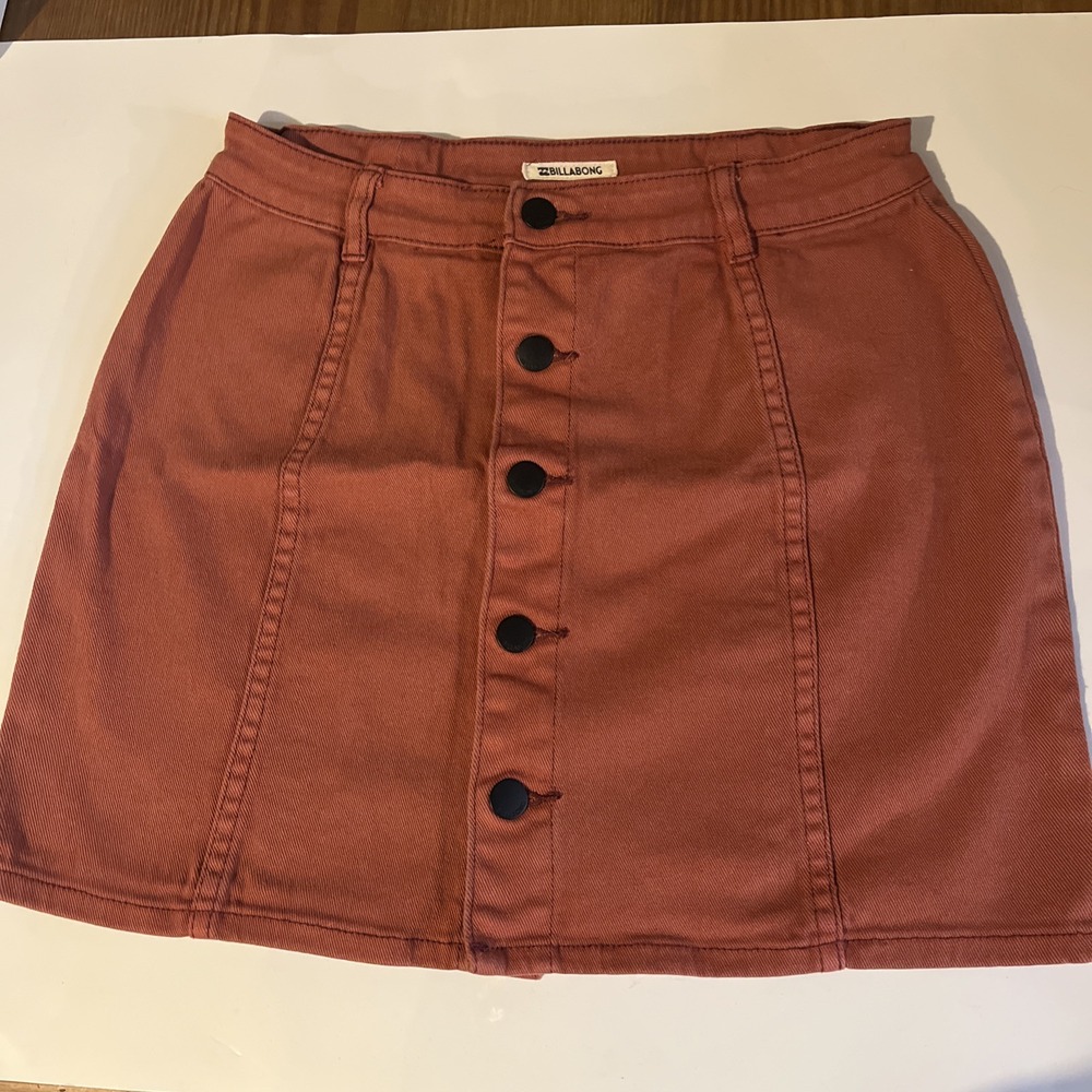 Billabong Skirt Women's Size 30 Button Up Denim Skirt Orange